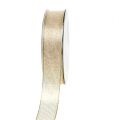 Floristik21 Dekoband mit Lurexstreifen Hellgold 25mm 20m