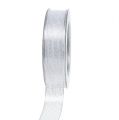 Floristik21 Dekoband mit Lurexstreifen Silber 25mm 20m
