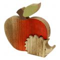 Floristik21 Dekofigur Apfel mit Igel Rot, Natur 13cm 3St