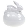 Floristik21 Dekofigur Hase auf Ei Weiß 8,5cm 2St