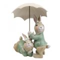 Floristik21 Dekofiguren Hasenpaar Deko Hasen mit Regenschirm H22cm