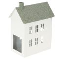 Floristik21 Dekohaus Metall Hausform 22cm Weiß mit Fenstern und Schornstein