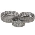 Floristik21 Dekoschale Metall Grau Weiß Muster Ø16/19,5/23,5cm 3er-Set
