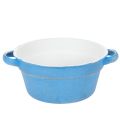 Floristik21 Dekoschale Übertopf Blau Metall Deko Shabby Ø17cm H8,5cm