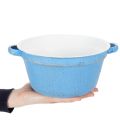 Dekoschale Übertopf Blau Metall Deko Shabby Ø21cm H10,5cm | Floristik21.de