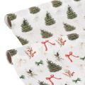 Floristik21 Dekostoff Meterware Weihnachten 35x120cm Motive Tannenbäume Schleifen 2 Rollen