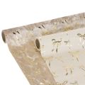 Floristik21 Tischband Dekostoff Beige Creme mit goldenen Schleifen 120x35cm