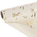 Tischband Dekostoff Beige Creme mit goldenen Schleifen 120x35cm | Floristik21.de