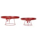 Dekotablett-Set aus Metall mit Schleife, 25 cm und 30 cm, rot, 2-teilig | Floristik21.de