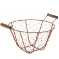 Floristik21 Drahtkorb Vintage rund mit Holzgriffen Metallkorb Rost Ø22cm