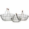 Floristik21 Drahtkorb mit Bügel Braun Metall 20/25/30cm 3er-Set