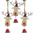 Floristik21 Weihnachtsanhänger Elchkopf mit Glocke 11,5cm Rot, Beige 3St