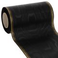 Floristik21 Elegantes Kranzband Moiré 175mm Schwarz mit Perlkante und Taftbindung, Dekoband Trauerfloristik, Schleifenband 25m