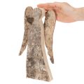 Holz-Engelfigur mit Birkenrinde 30 cm Natur für Innenbereich | Floristik21.de