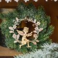 Floristik21 Engel-Kranz, Weihnachtsdeko, Engel zum Hängen, Metallanhänger Golden H14cm B15,5