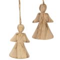 Floristik21 Engel aus Holz zum Aufhängen 10cm, 12 Stück
