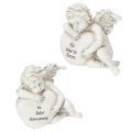 Floristik21 Engel-Figuren Herz Polyresin 13cm Grau 2er-Set Grabdekoration