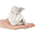 Engel-Figuren Herz Polyresin 13cm Grau 2er-Set Grabdekoration | Floristik21.de