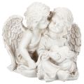 Floristik21 Engel-Skulptur Kinderengel-Paar mit Herz 24 cm Creme/Grau
