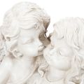 Engel-Skulptur Kinderengel-Paar mit Herz 24 cm Creme/Grau | Floristik21.de