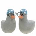 Deko-Ente mit Brille und Badekappe Grau 10,5cm 4St
