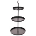 Floristik21 Etagere dreistöckig Metall Rund Schwarz 61cm