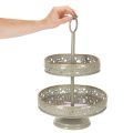 Deko-Etagere Metall zweistöckig mit Griff Sternmotiv 49 cm Mint/Gold | Floristik21.de