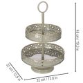 Deko-Etagere Metall zweistöckig mit Griff Sternmotiv 49 cm Mint/Gold | Floristik21.de