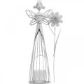 Floristik21 Frühlingsdeko, Blütenfee als Windlicht, Tischschmuck aus Metall, Elfe mit Blume Weiß H32,5cm