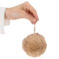 Deko-Anhänger Pompon-Kugel Synthetik 10 cm Weiß/Braun | Floristik21.de