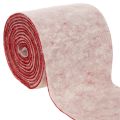 Floristik21 Filzband aus 100 % Wolle, 15 cm x 5 m, Weiß/Rot, als Topfband