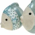 Floristik21 Deko-Fisch Terrakotta Blau, Grau H14cm/12,5cm 2er-Set