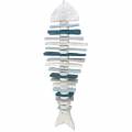 Floristik21 Maritime Fischdeko aus Treibholz Blau, Weiß L70cm