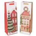 Floristik21 Geschenktaschen Set 2-teilig Weihnachtshaus und Tannenbaum Papier 36cm