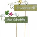 Floristik21 Floraler Dekostecker für verschiedene Anlässe, Holzschild mit Aufschrift, Blumenstecker 6St
