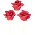 Floristik21 Kunstblume Rose rot mit Drahtstiel 5 cm Blütendurchmesser 100 Stück