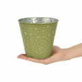Blumentopf Metall Übertopf Sterne Grün Silber Ø16cm | Floristik21.de