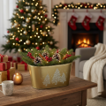 Deko Schale oval Tannenbaum Übertopf Gold 24×13×12,5cm | Floristik21.de