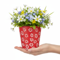 Übertopf Rot Weiß Blumentopf geblümt Metall Ø12,5cm H11,5cm | Floristik21.de