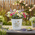 Blumentopf Metall Übertopf Weiß Blumen 12,5cm H11,5cm | Floristik21.de