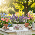 Blumenschale mit Griffen oval Metall Lavendel 26×13×14,5cm | Floristik21.de