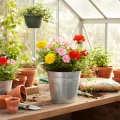 Blumentopf mit Griffen Metall Deko Eimer Ø16cm H15cm | Floristik21.de