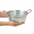 Blumenschale rund mit Griffen Metall Schale Ø21cm H9,5cm | Floristik21.de