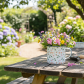 Pflanztasse Emaille Deko Tasse Blumenmotive Ø11cm | Floristik21.de