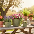 Blumentopf Metall Grün Vintage Ø22cm–13,5cm 3er-Set | Floristik21.de
