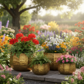 Metall Deko Blumentopf Messing Ø22/18/14cm 3er-Set | Floristik21.de