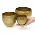 Deko Vasen Messing-Optik Metallvasen Ø18/15/12,5cm 3er-Set | Floristik21.de