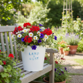 Blumentopf groß Weiß, Blau Metalldeko Übertopf Ø22×H21cm | Floristik21.de