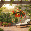 Blumenampel Orange Hängetopf Pflanztopf Ø25cm H50cm | Floristik21.de
