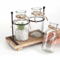 Flaschenvase Glas Holz Vintage